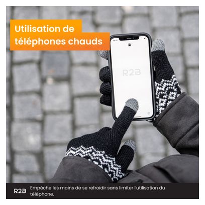 Gants Hiver R2B Gants tactiles tricotés Taille S/M Noir
