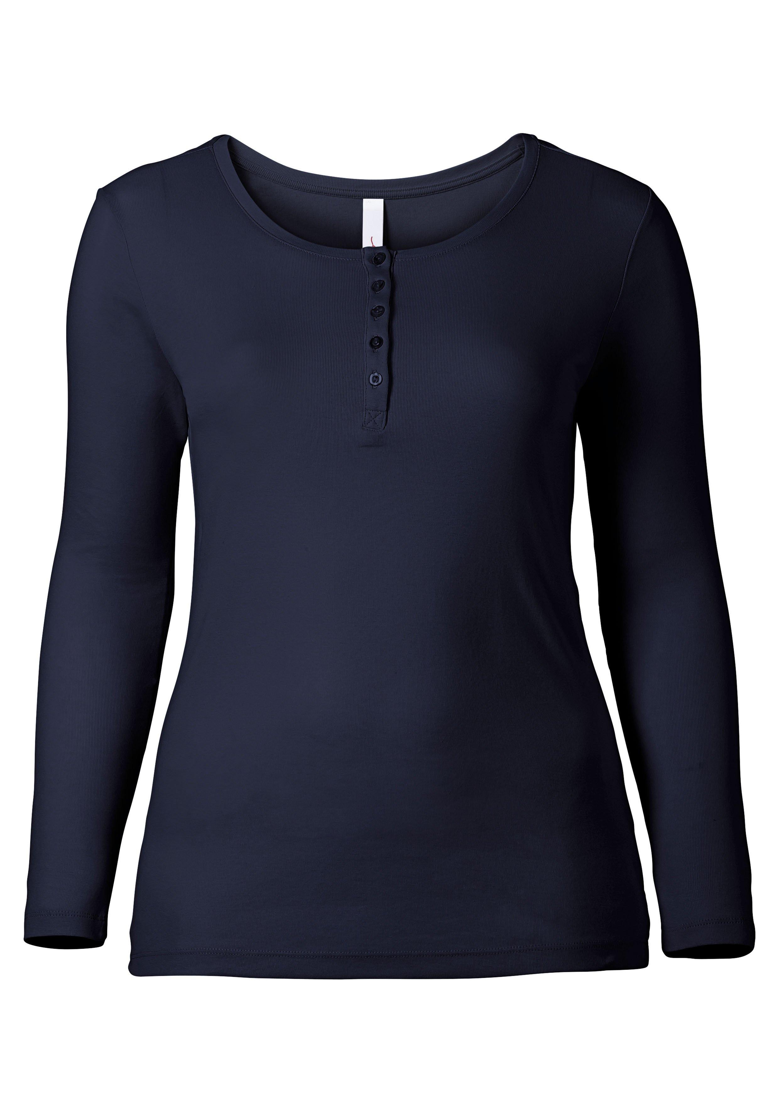 Langarmshirt mit Knopfleiste