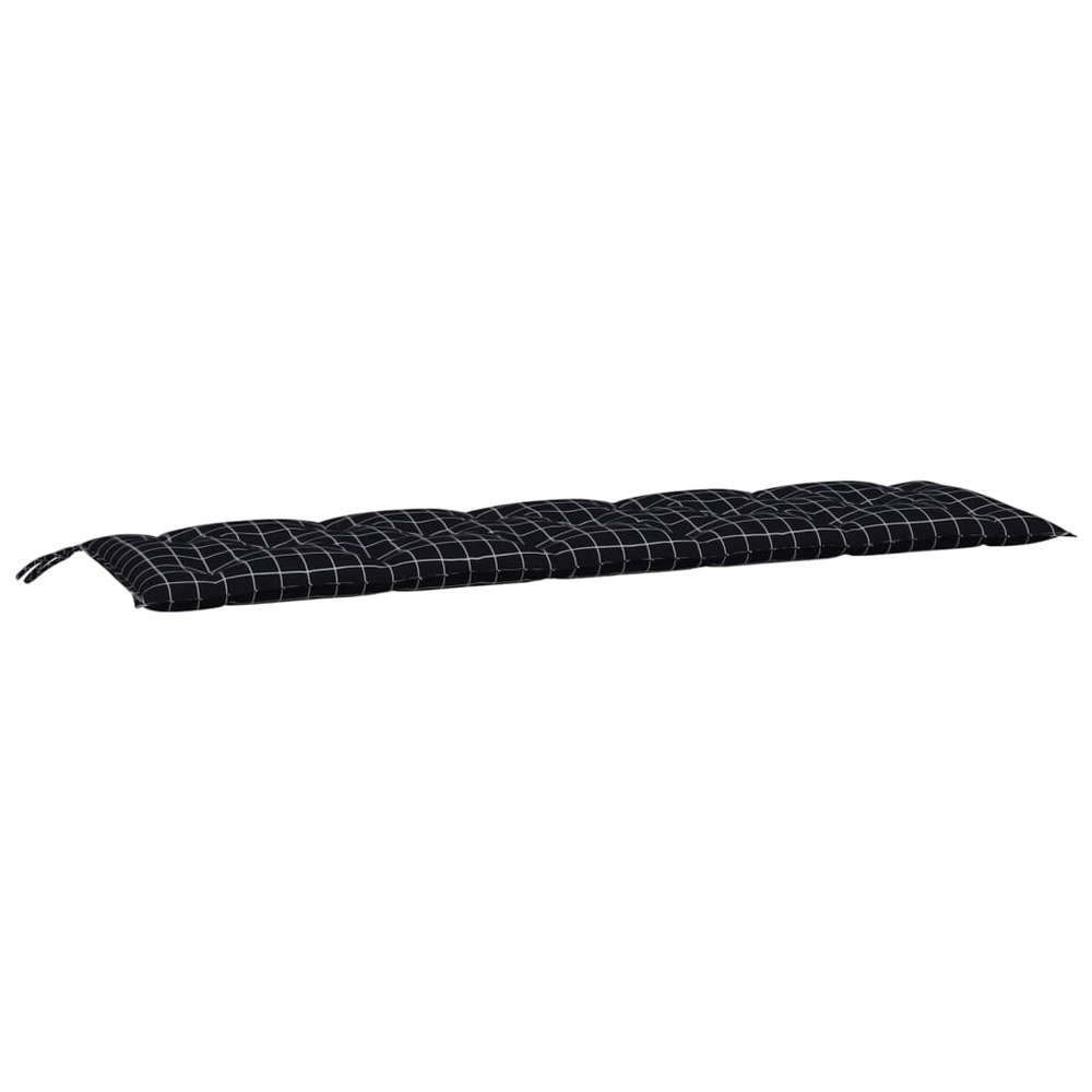 Coussin de banc de jardin carreaux noir 180x50x7cm tissu oxford
