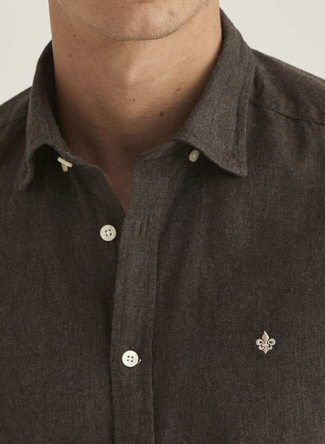 Morris Stockholm Watts Flannel Shirt - Slim Fit Brown