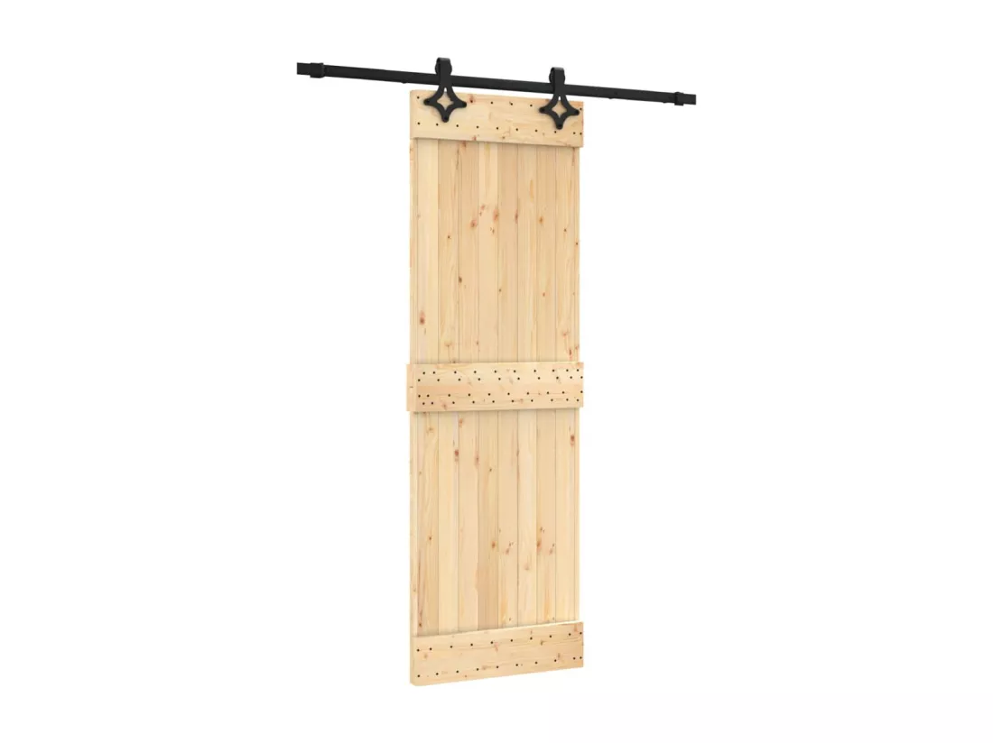 Porte coulissante et kit de quincaillerie 70x210 cm pin massif
