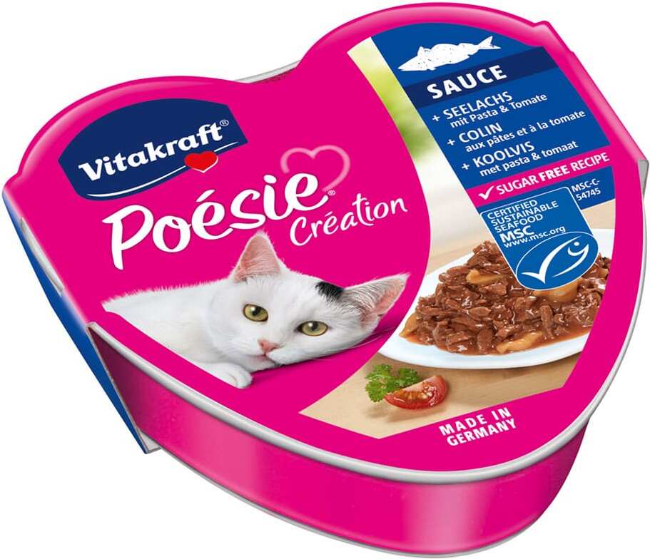 Vitakraft kattenvoer Poésie koolvis met pasta en tomaat in saus 85 g