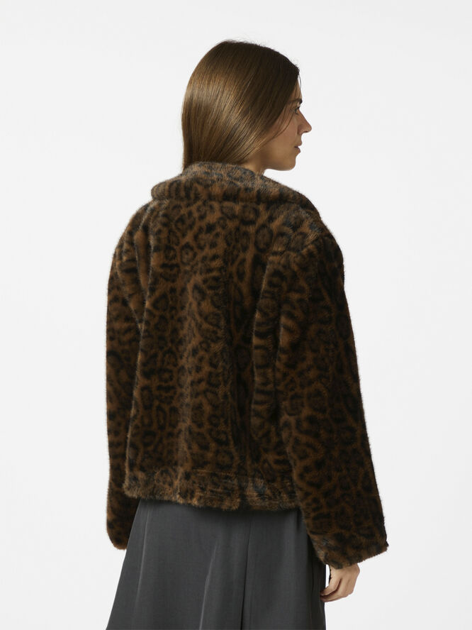 Neo Noir Melodie Leo Faux Fur Jacket Dark brown