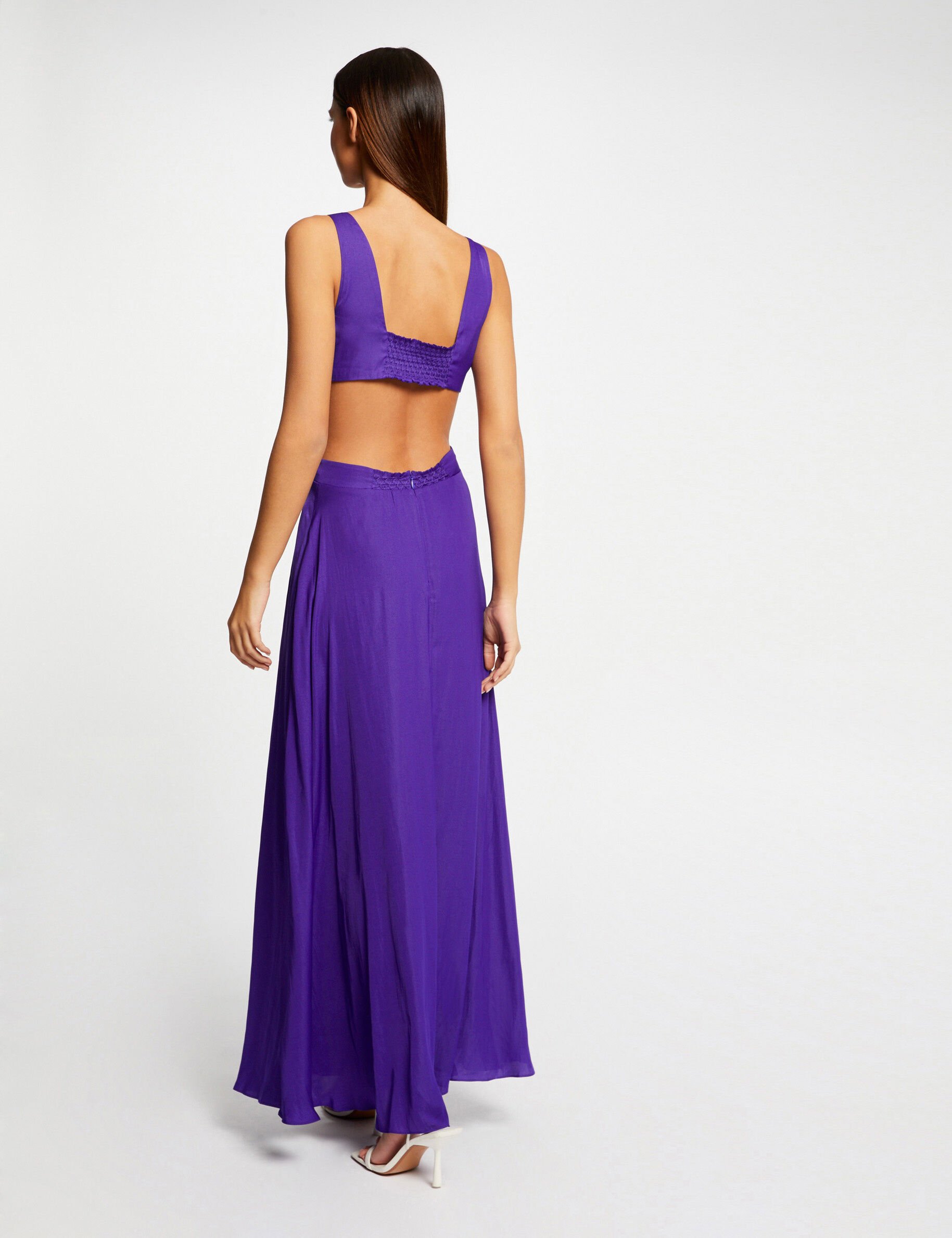Robe longue évasée avec ouvertures violet fonce femme - violet_fonce
