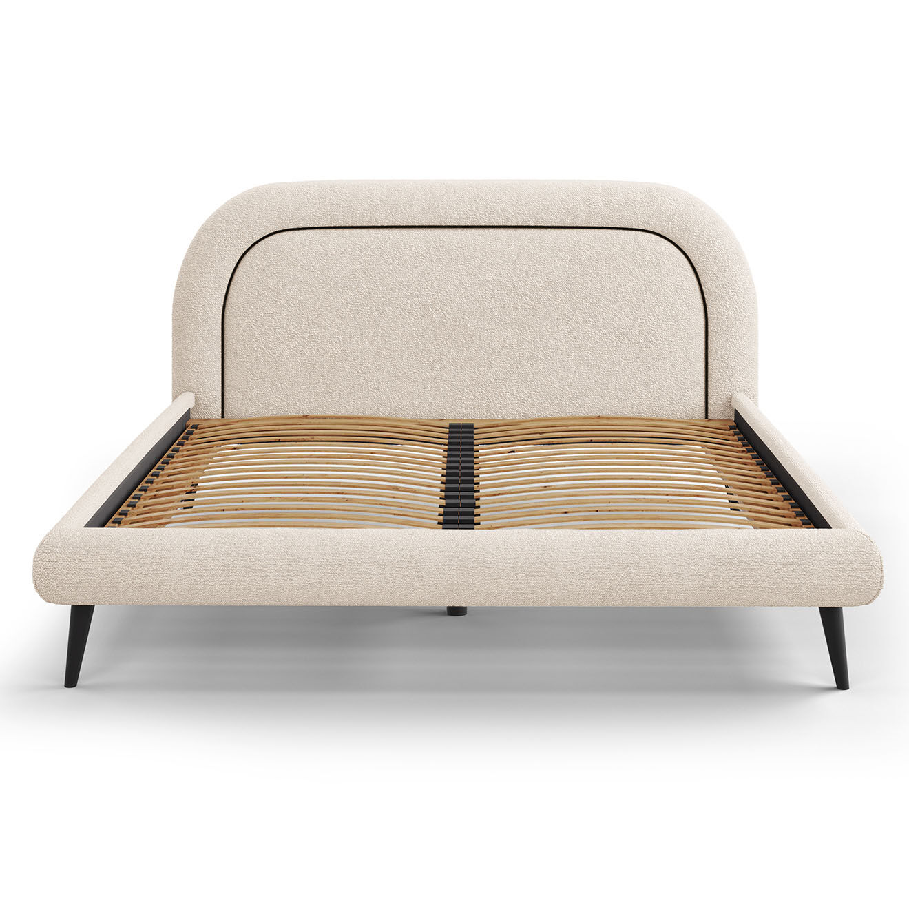 Maison Héritage Cadre avec tête de lit Maia velours bouclé beige - 140x200 cm