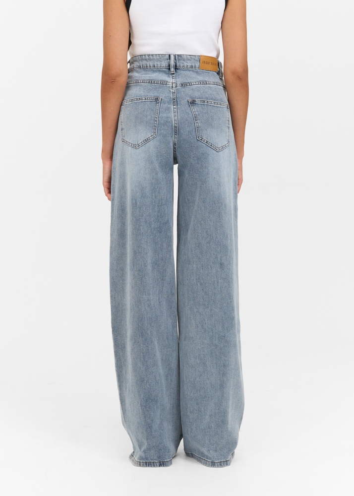 Wide leg stretch lightweight jeans sea blauw