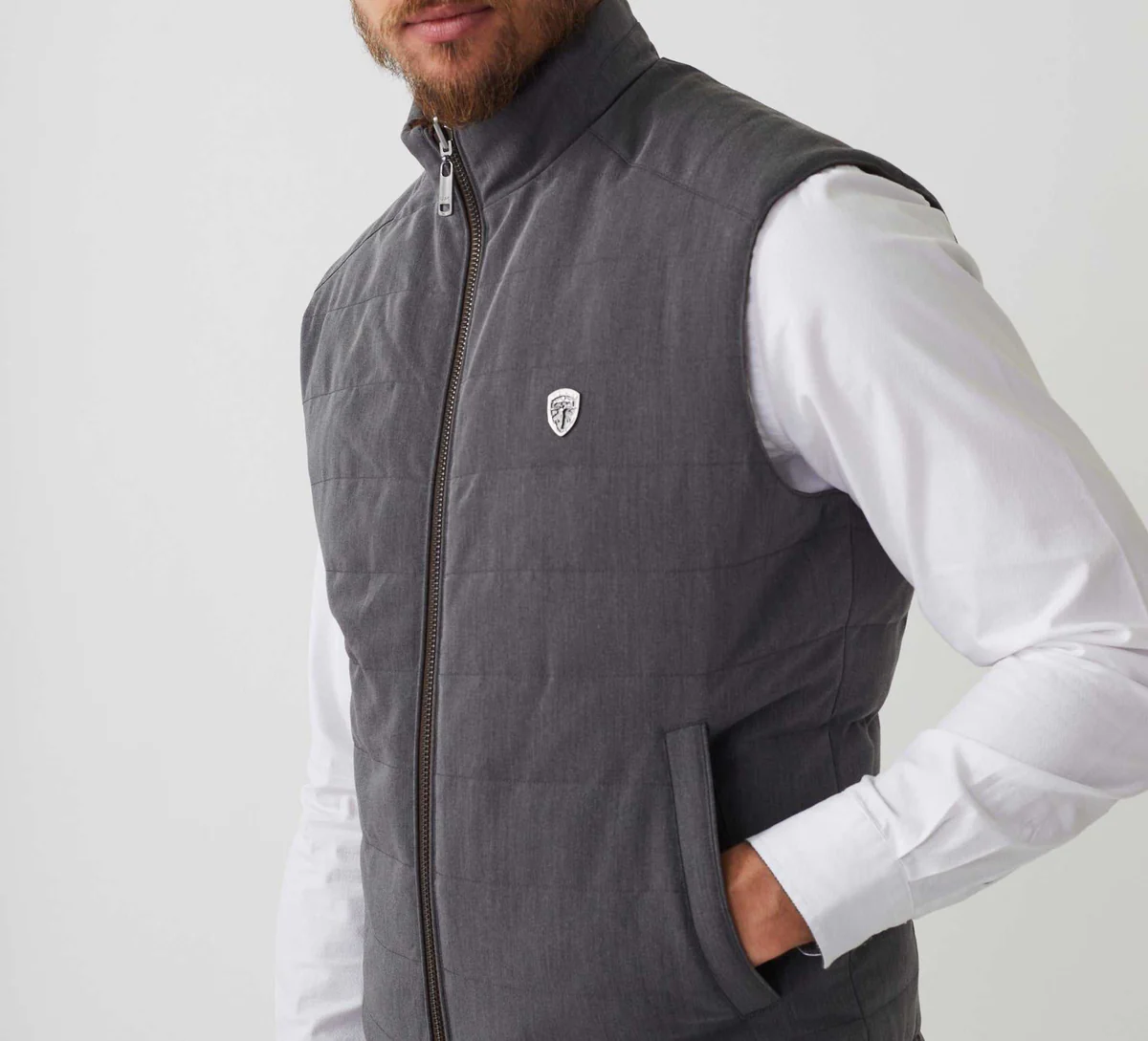 Doudoune sans manche marron anthracite 
