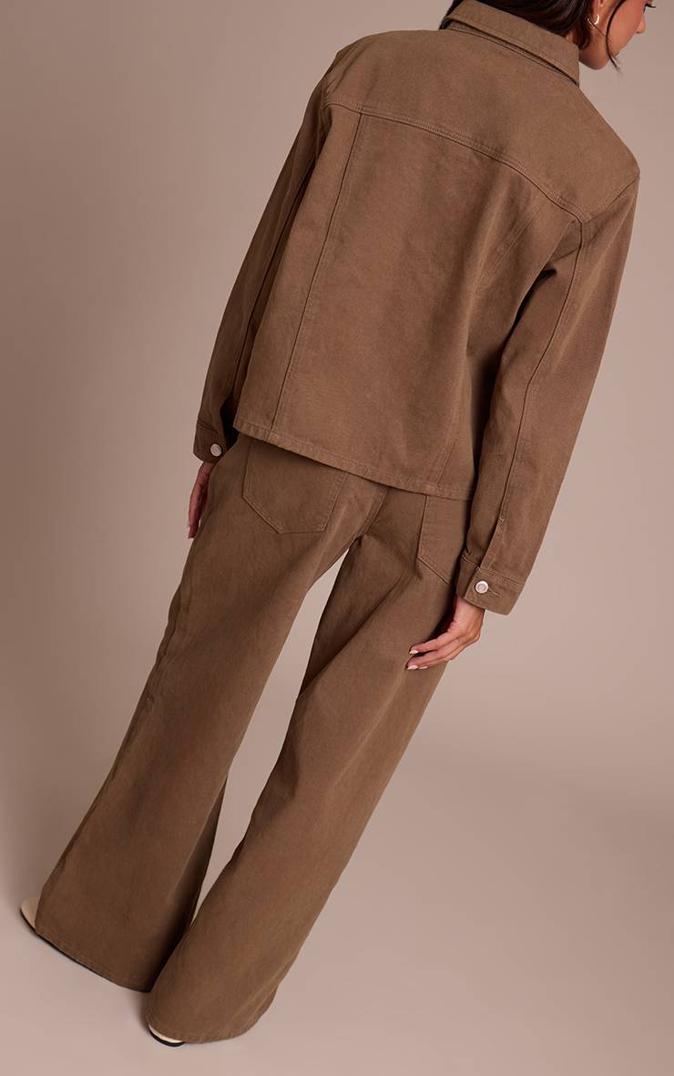 Vert Olive Jean Large Taille Mi-haute Coupe Décontractée