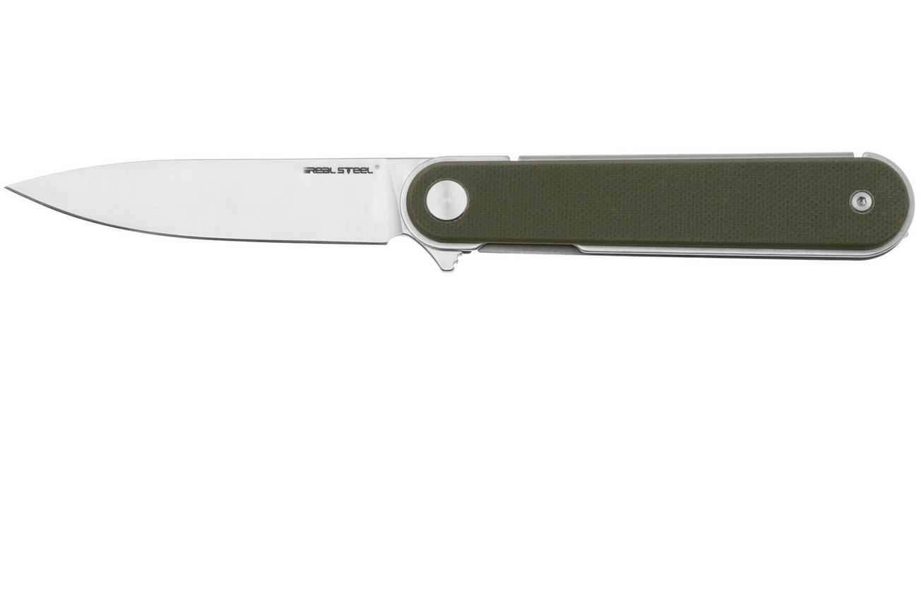 Real Steel Iris Flipper 8061AG Satin 12C27, OD Green G10, zakmes