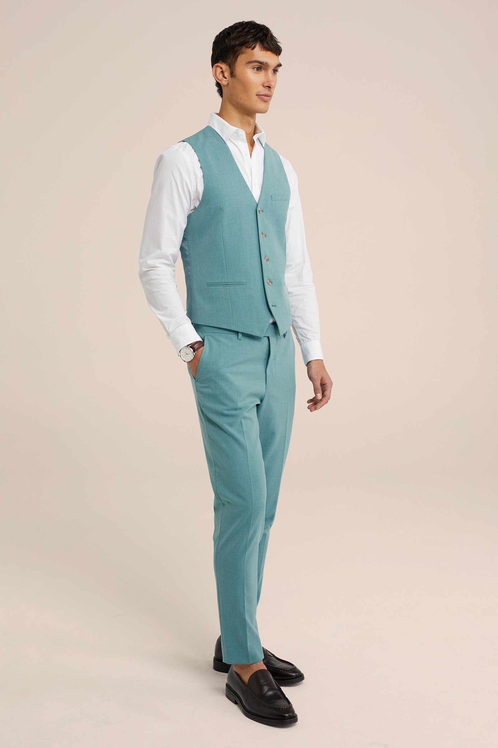 slim fit gilet met stretch Fundamentals Groenblauw
