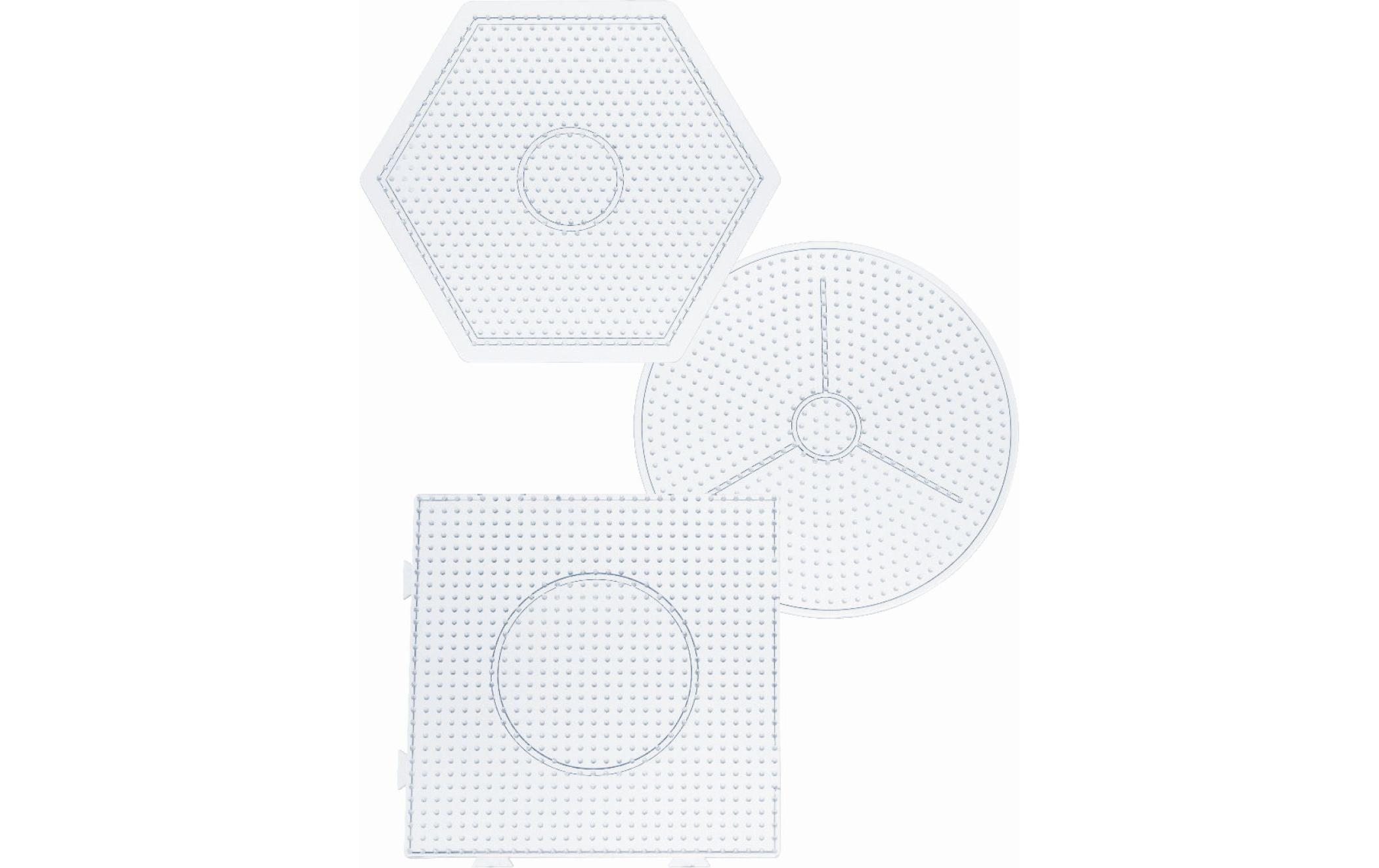 Bügelperlen Platten Stiftplatten-Set WeissSteckplatten-Set, 3 Stück