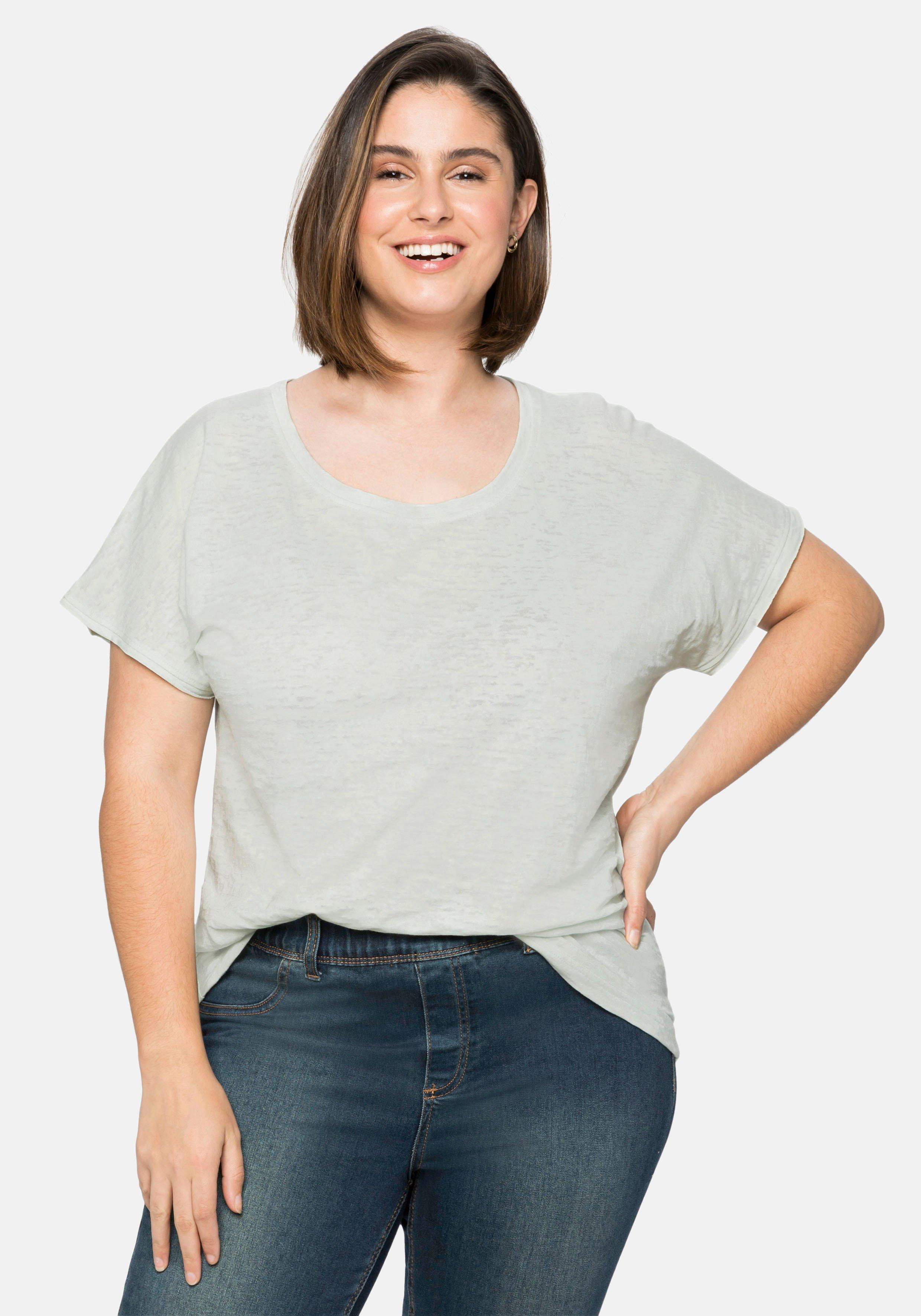 Shirt mit Ausbrennermuster, leicht transparent