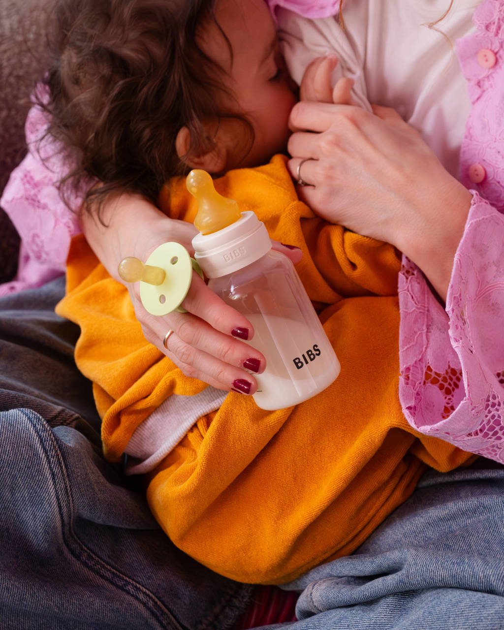 BIBS Babyfles 270 ml - Blush - met latex speen en opvouwbare trechtertje