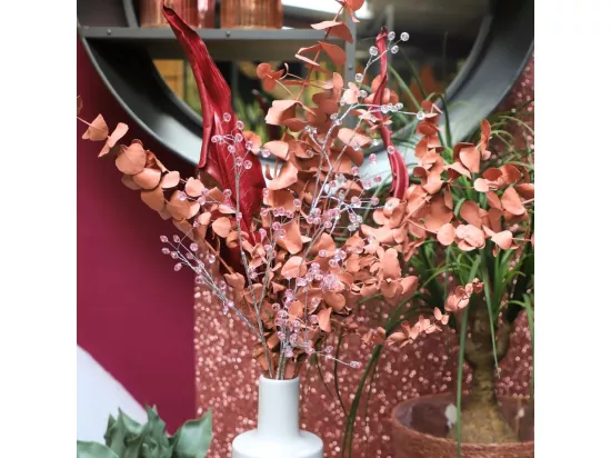 Branche de fleurs en verre rose 90 cm