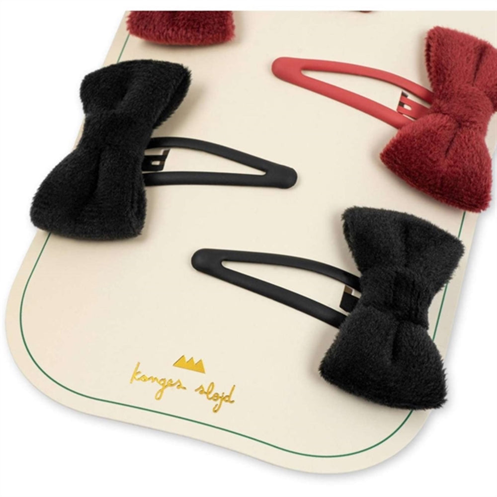 Hårspænde Velvet Bowie 4-pak Red/Black