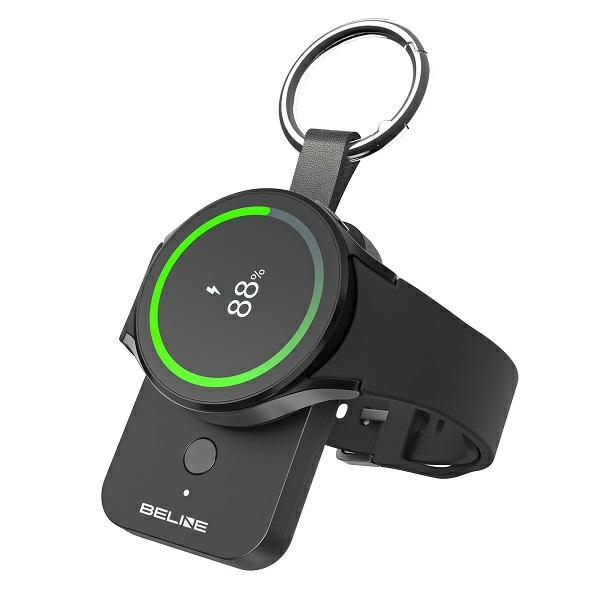 (5V/0.5A) 1000mAh Powerbank Ladegerät mit Schlüsselanhänger für Samsung Galaxy Watch - Schwarz