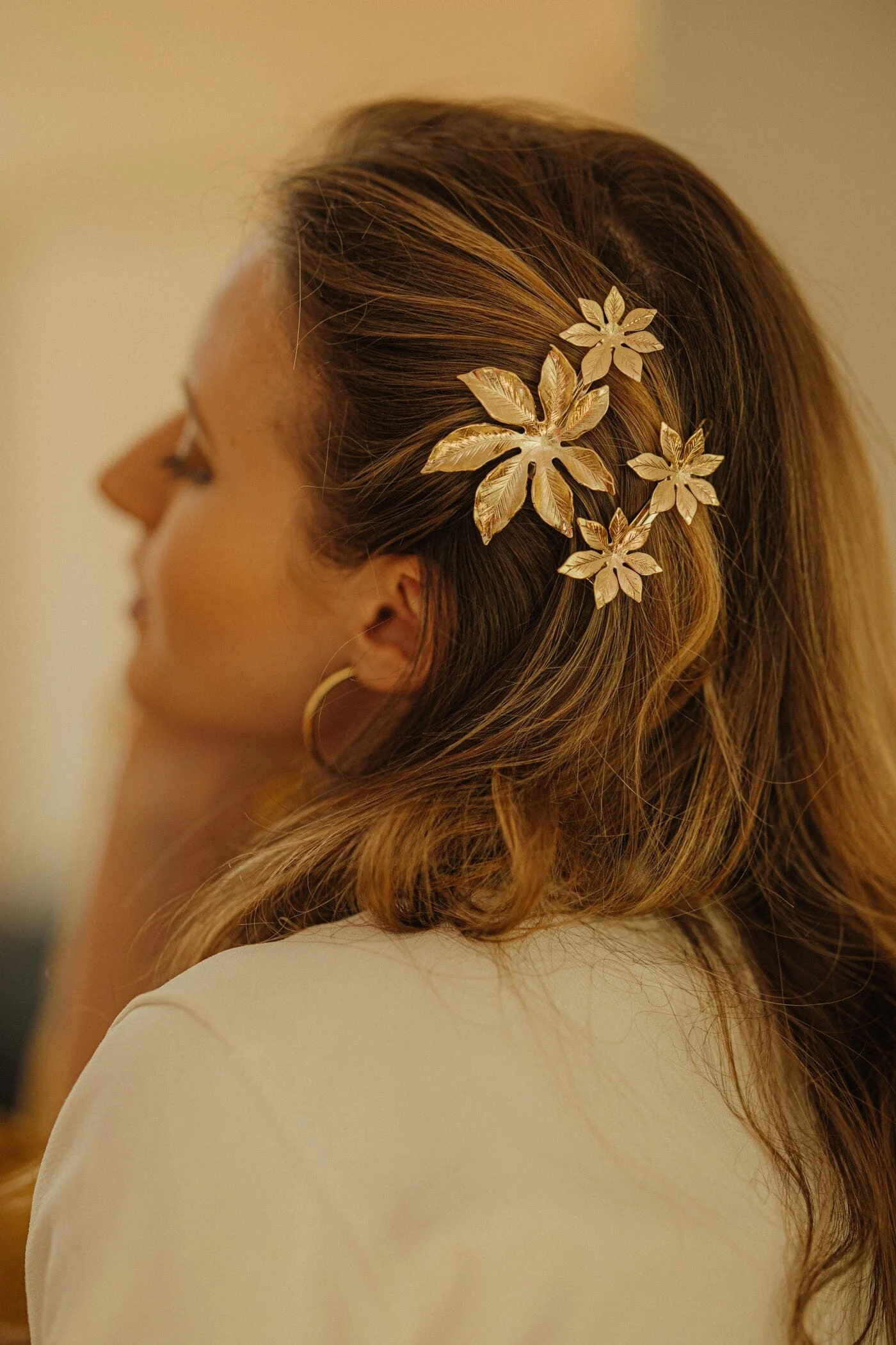 CHLORIS - Barrette fleurs plaqué argent | Doré