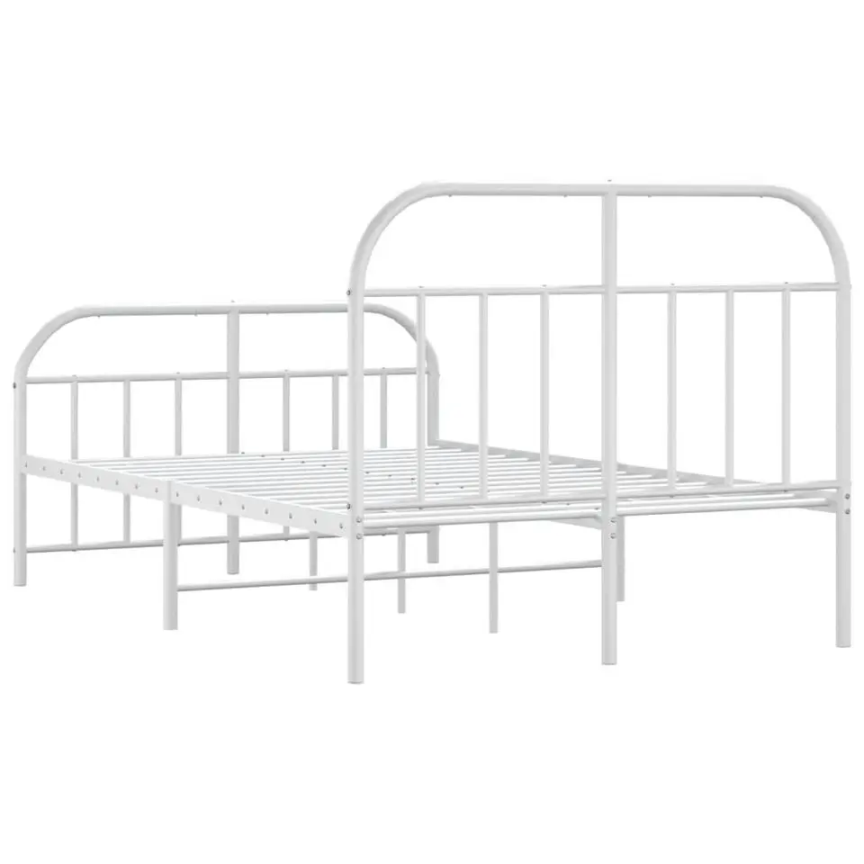 vidaXL - Bed frame met hoofd- en voeteneinde - Wit - Metaal - 120x200 cm