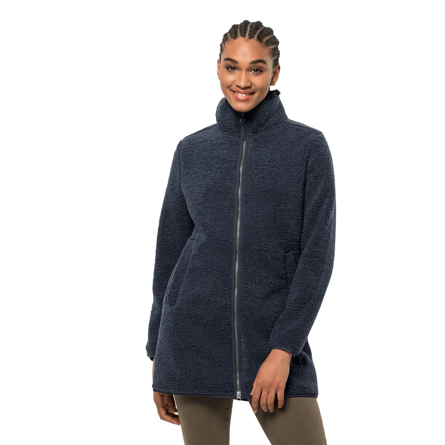 Jack Wolfsin High Curl Coat Damen Fleecemantel