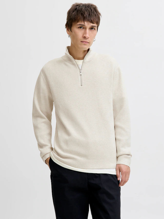Jack & Jones Troyer »JPRBLAMILANO STITCH KNIT HALF ZIP SN«, mit kurzem Reissverschluss