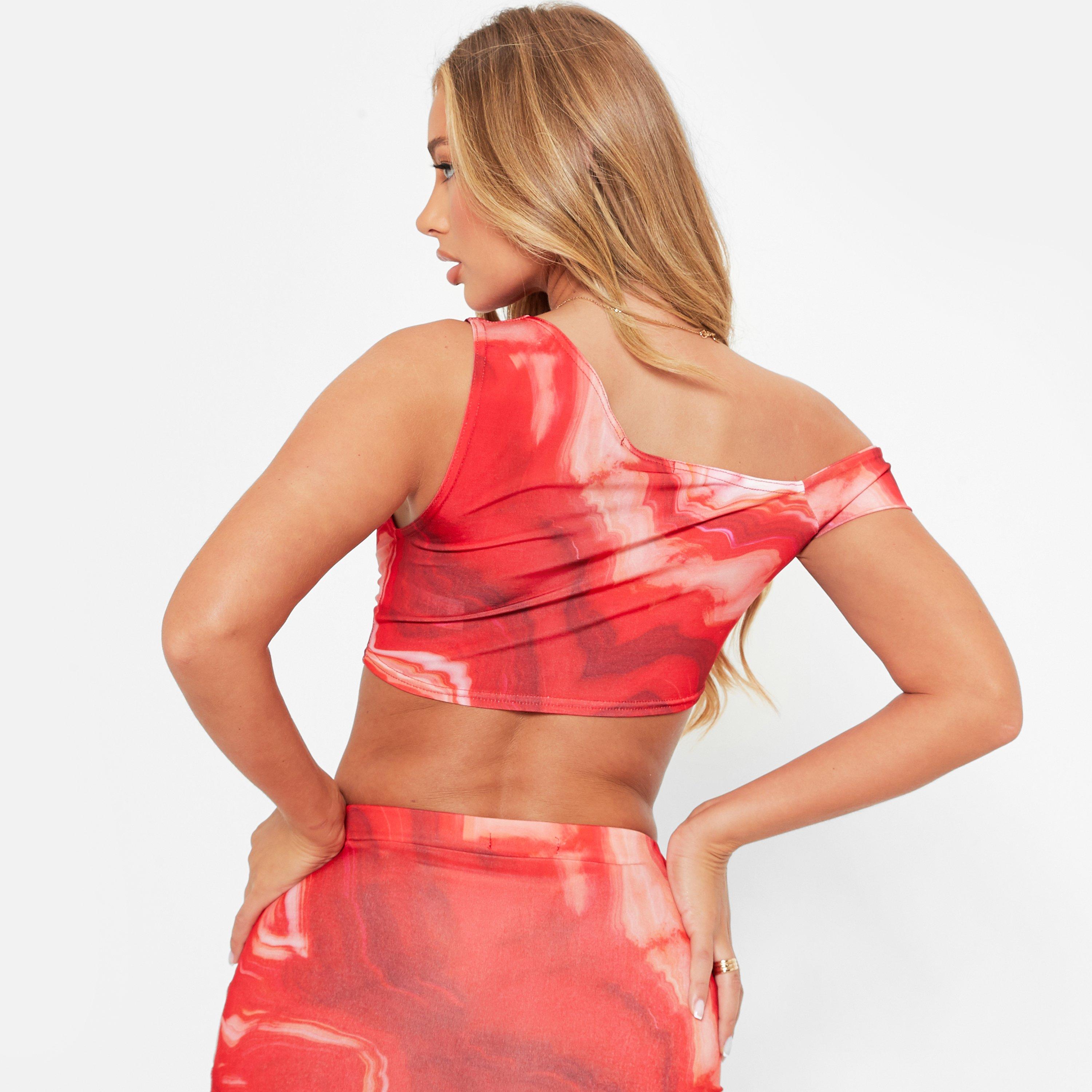 I Saw It First ISAWITFIRST Printed Cowl Neck Bralet Co Ord