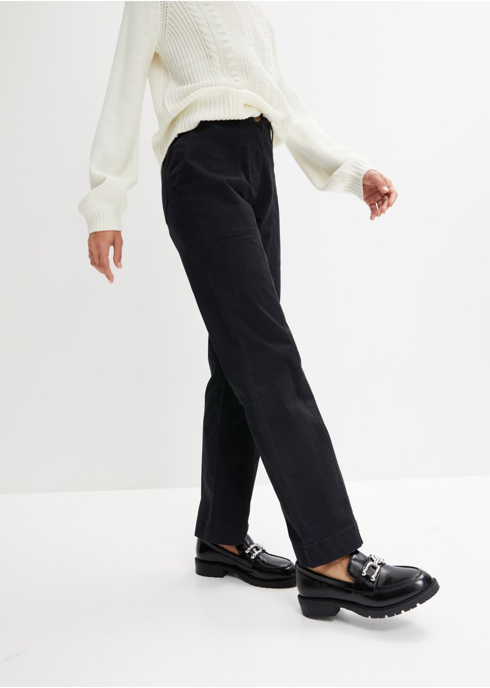 Pantalon twill avec taille haute confortable