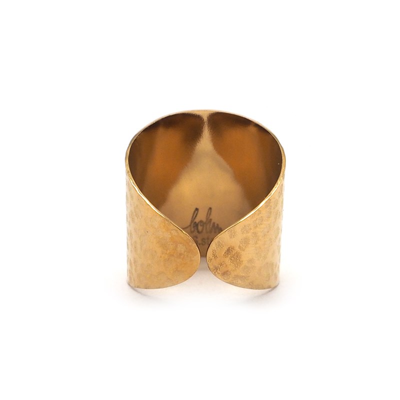 Bague ajustable martelée en acier dorée ornée de cristaux Swarovski avec pierre Crystal
