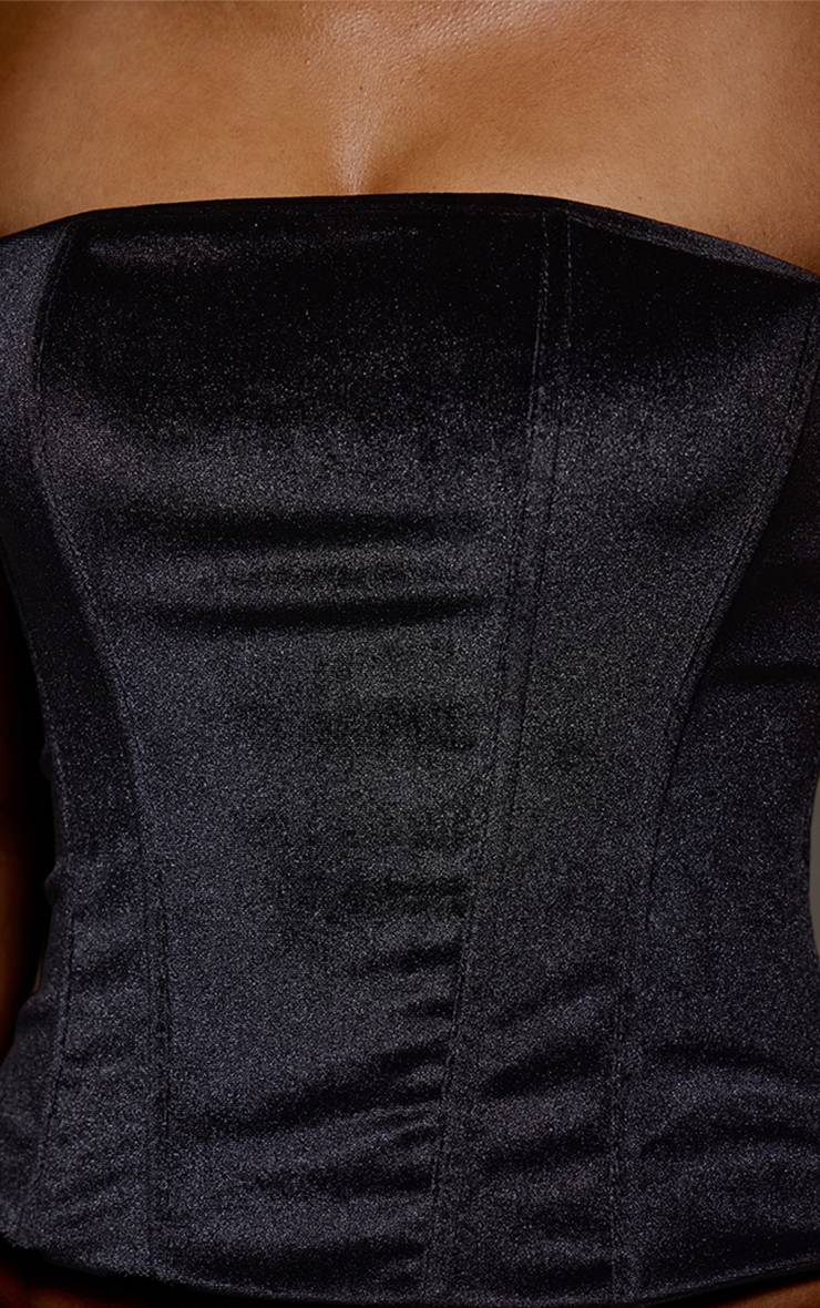 Noir Corset En Velours À Lacets Avec Baleines