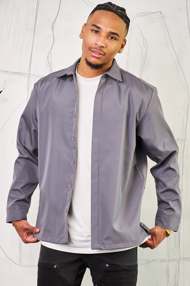 Chemise anthracite large texturée