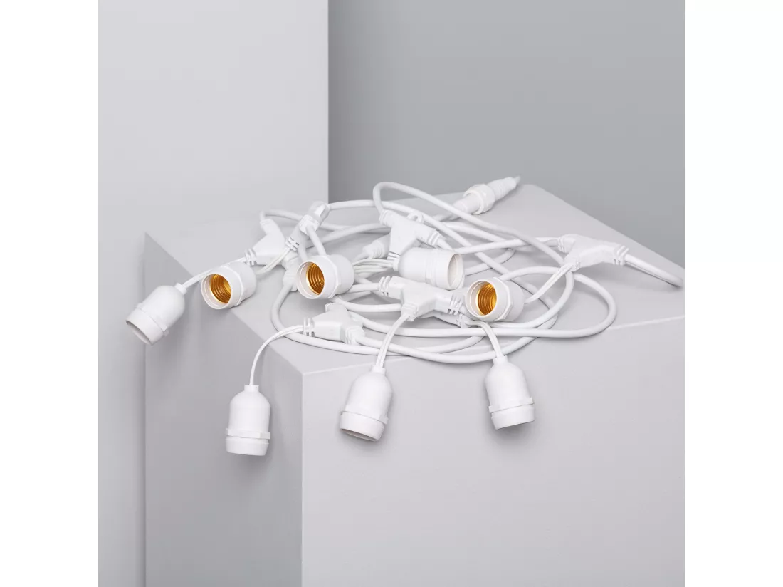 Guirlande Extérieure avec 8 Douilles E27 5.5m Blanche IP65 Blanc