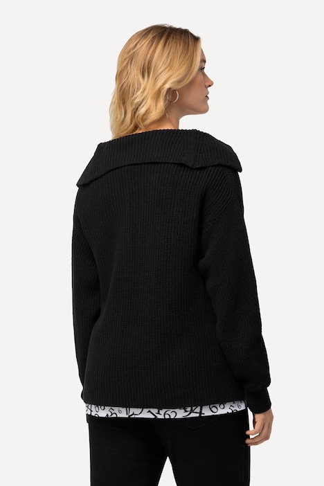 Pullover, Strukturstrick, Matrosenkragen, Langarm