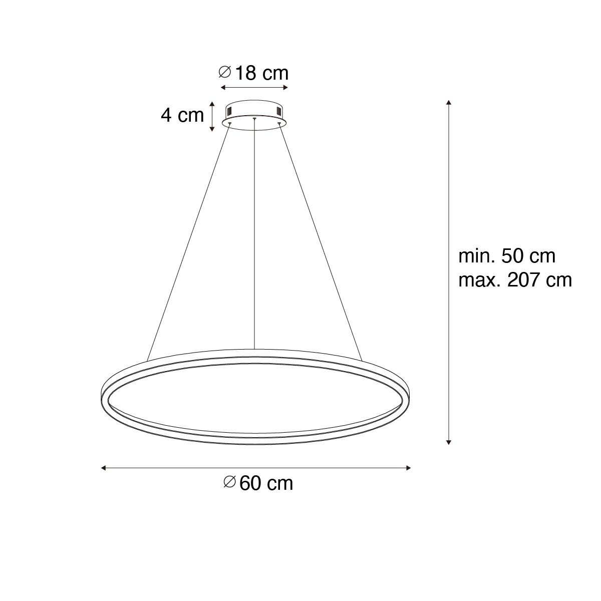 Hanglamp goud 60cm incl. LED 3-staps dimbaar - Girello