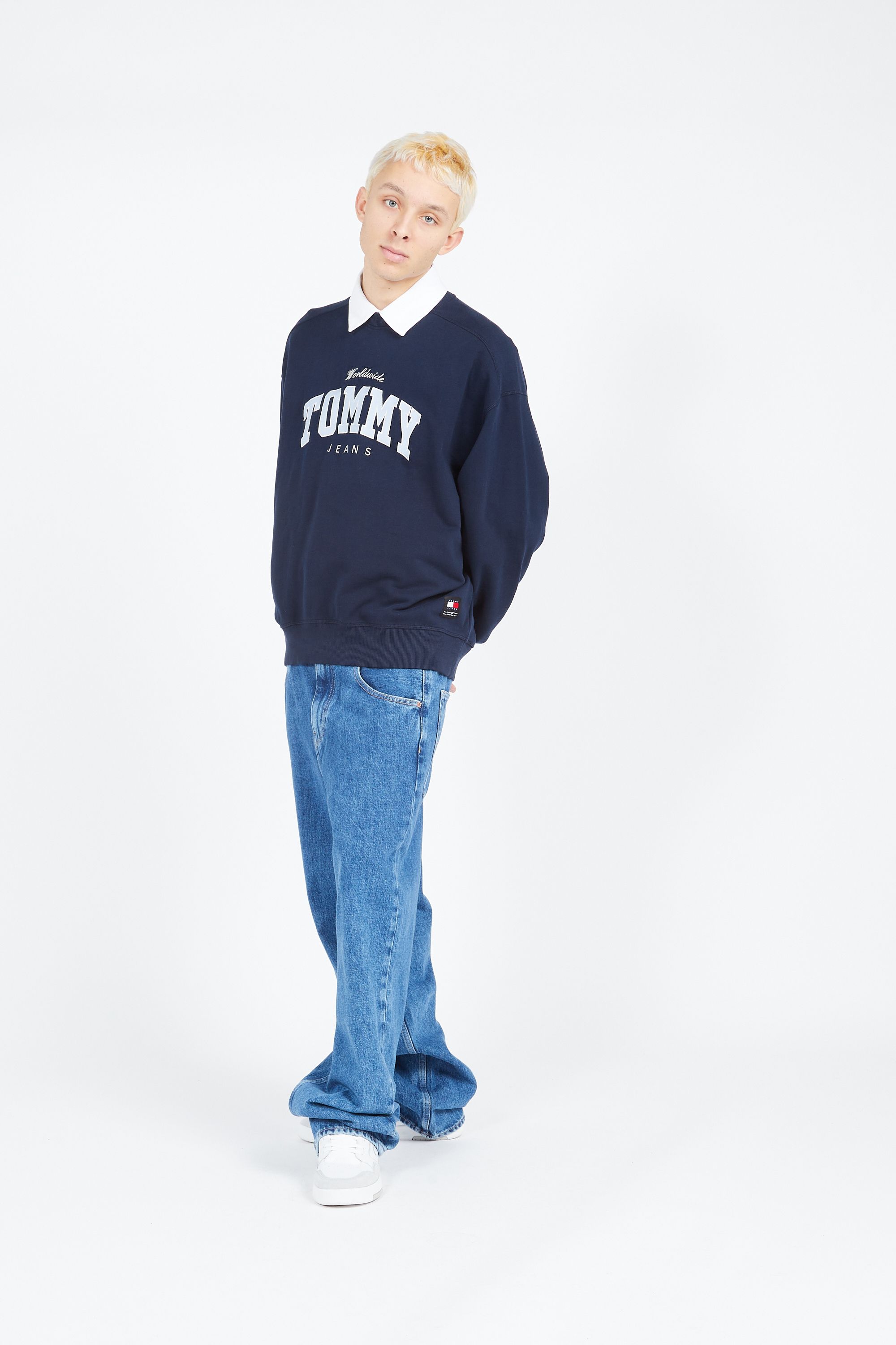 TOMMY JEANS Sweatshirt TJM BOXY VARSITY CRE Bleu