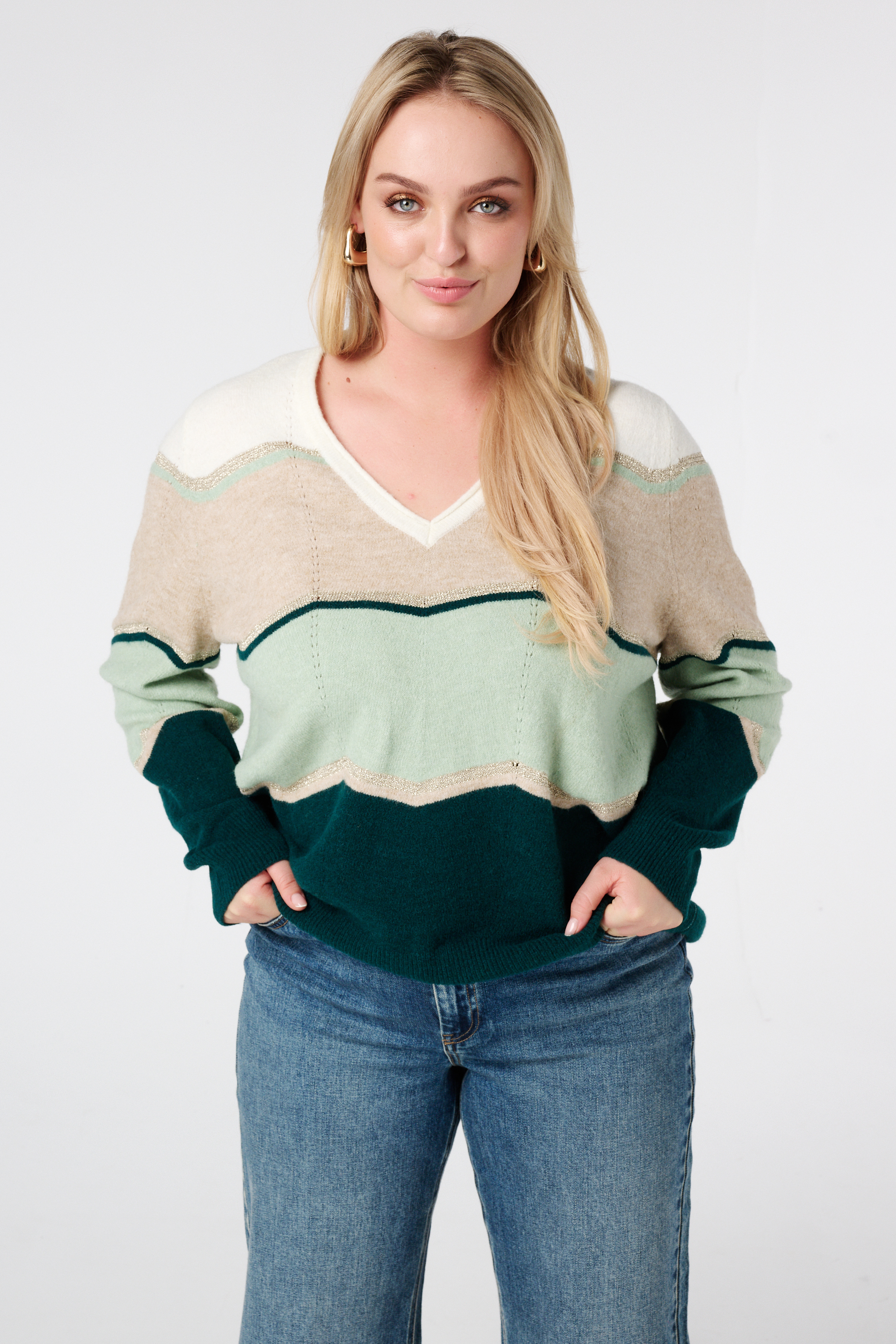 Trui met print en lurex Multi Mint