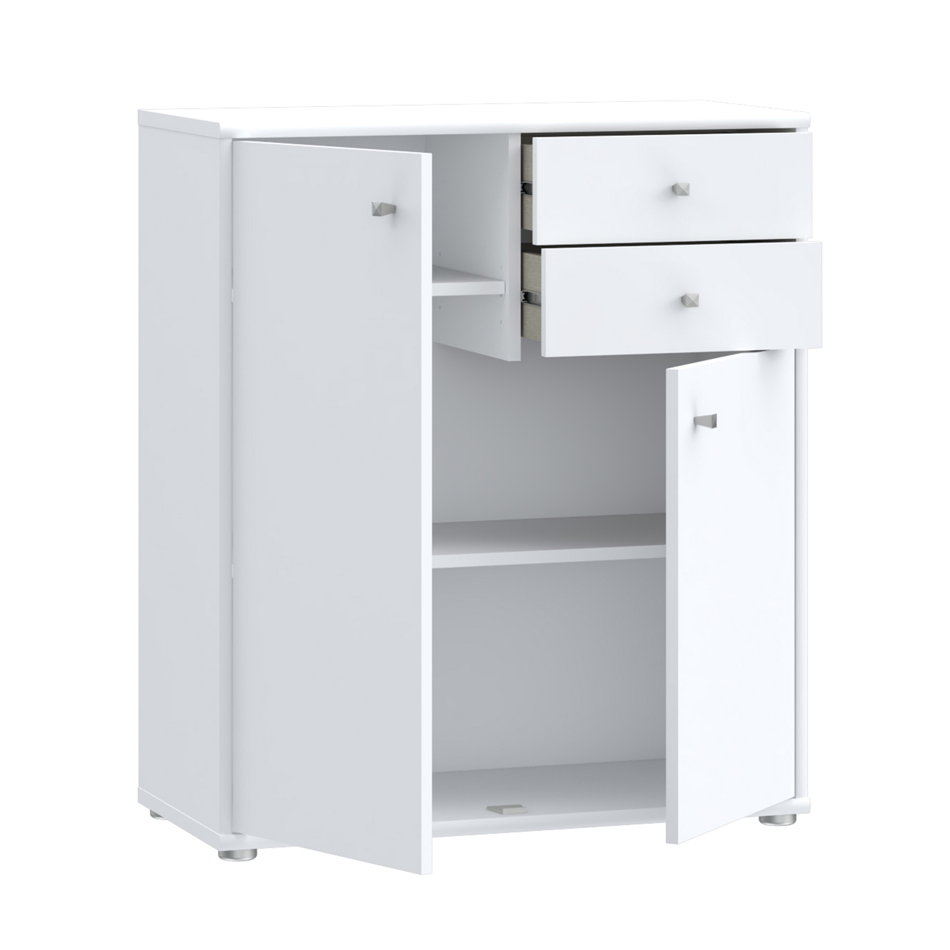 Kommode - weiß - 2 Schubkästen - 74x86 cm