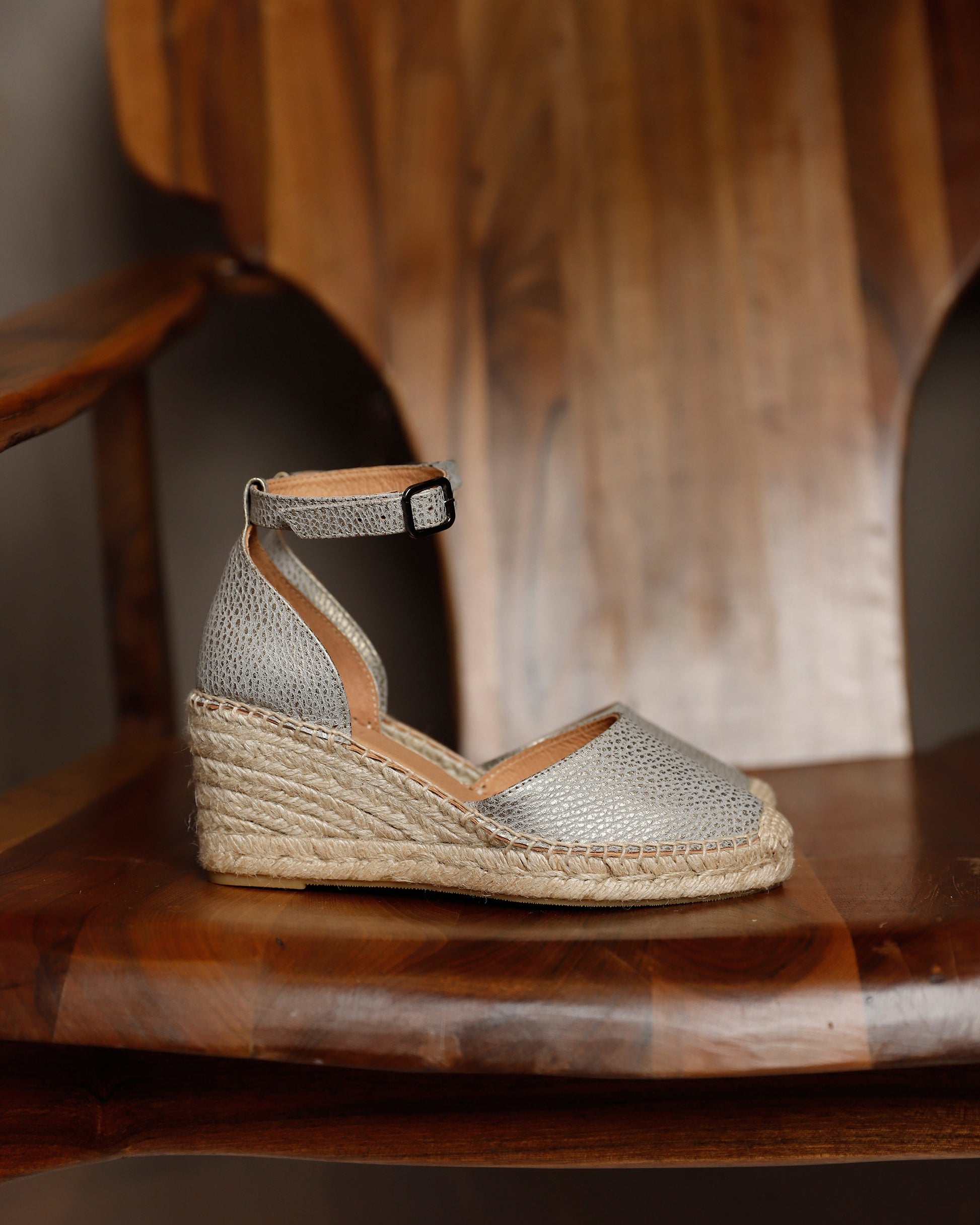 VIA VAI grijze espadrilles Flora Braid