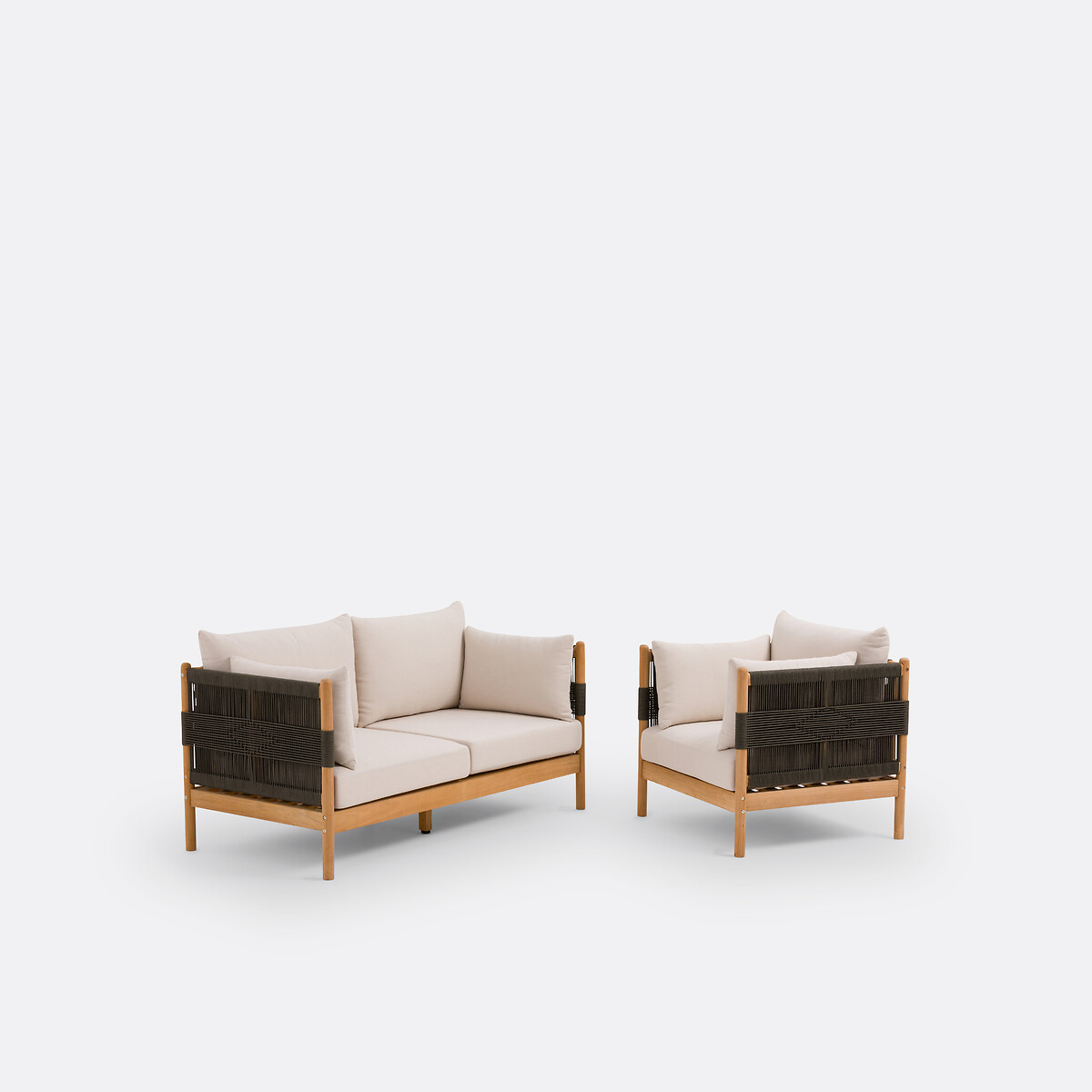 LA REDOUTE INTERIEURS<br>Banco de jardim em teca e corda, Odette