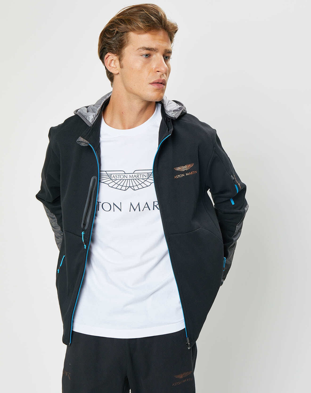 Hackett London Blouson Sweat Hybride Aston Martin Racing noir