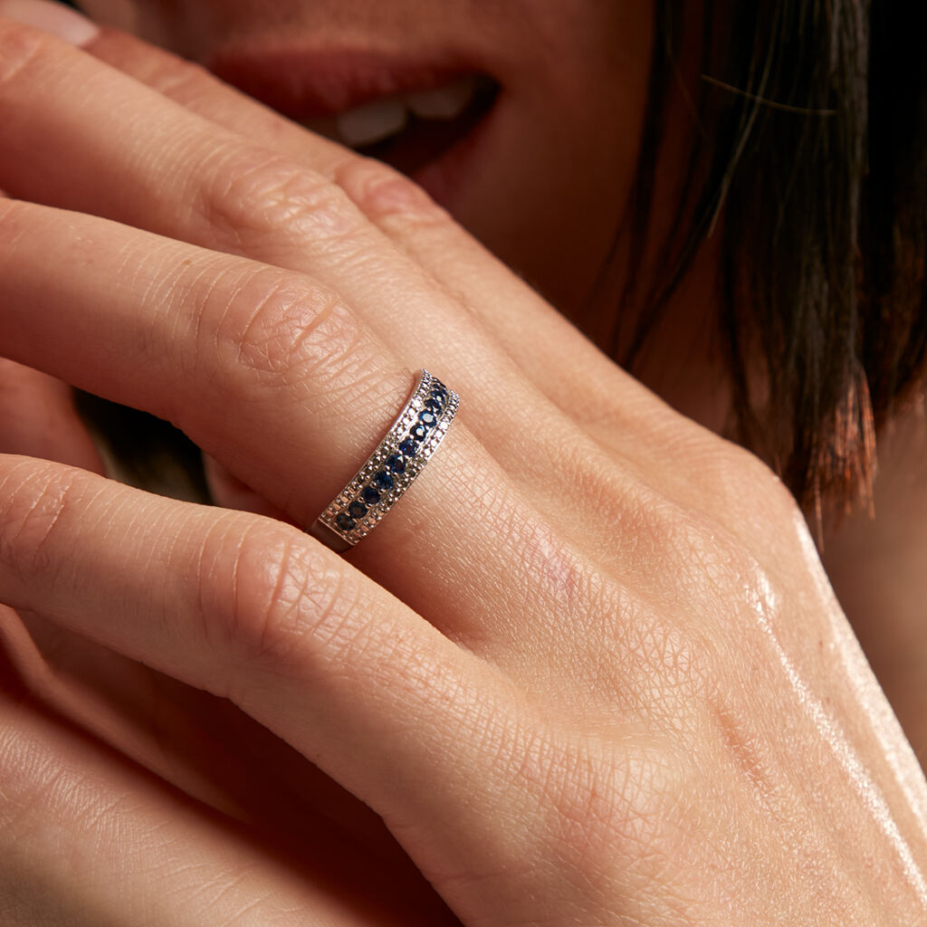 Bague Amias Or Blanc Saphir Diamant