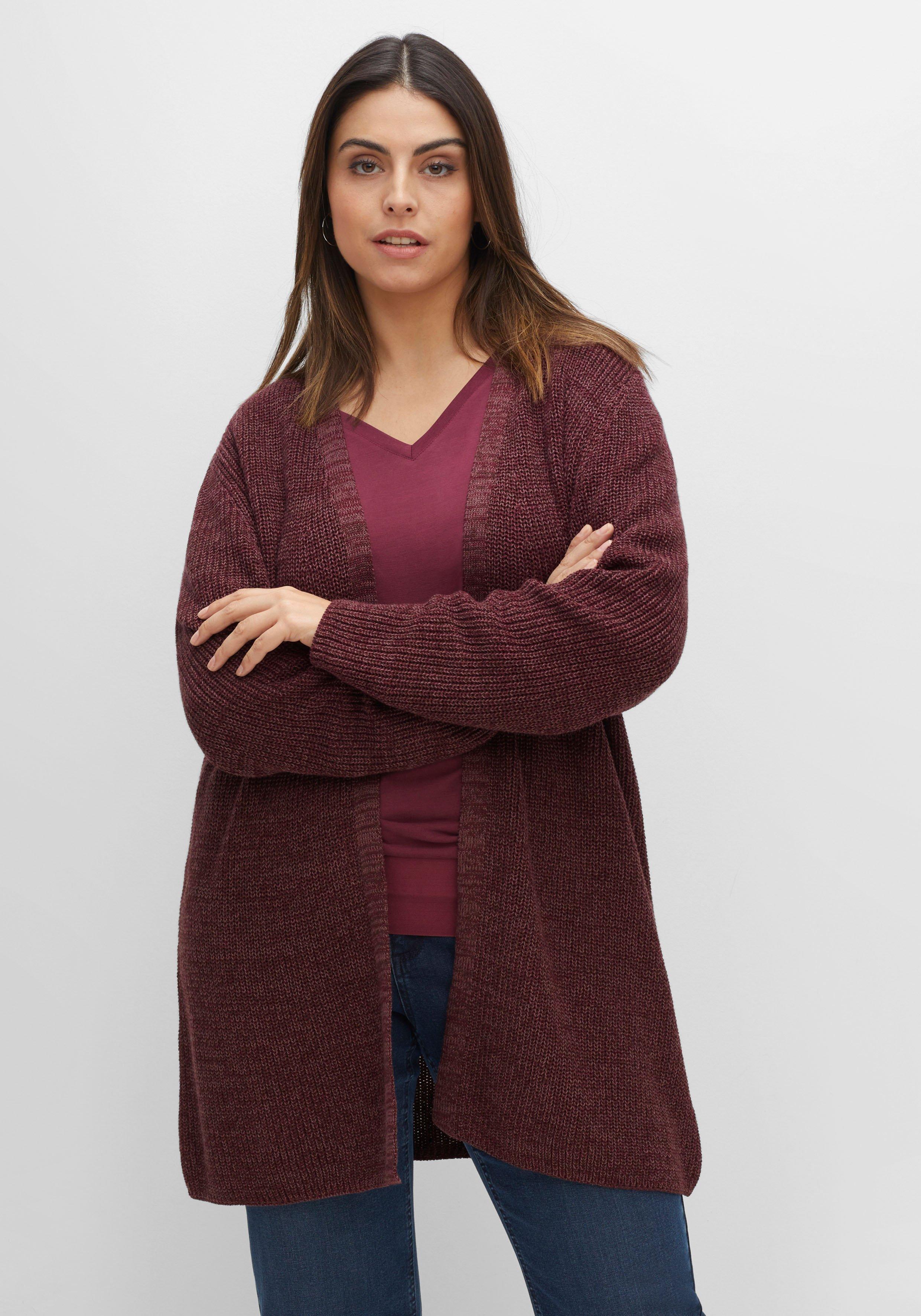 Longstrickjacke in A-Linie, offene Form