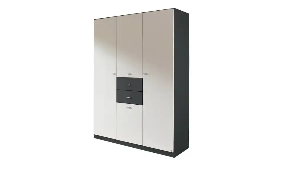 Kleiderschrank Landsberg 136 cm Weiß, Grau