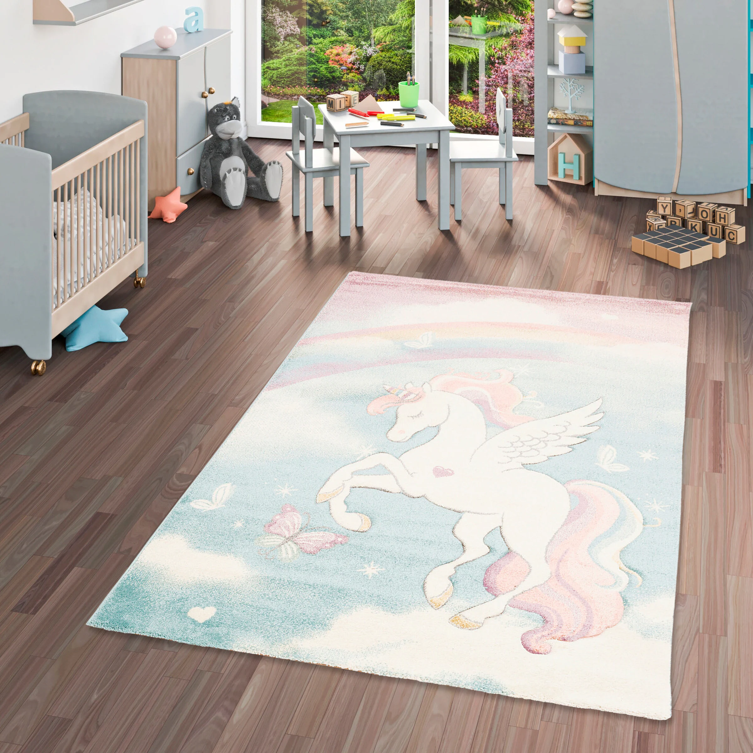 Pergamon Kinder Teppich Maui Kids Pastell Einhorn Bunt