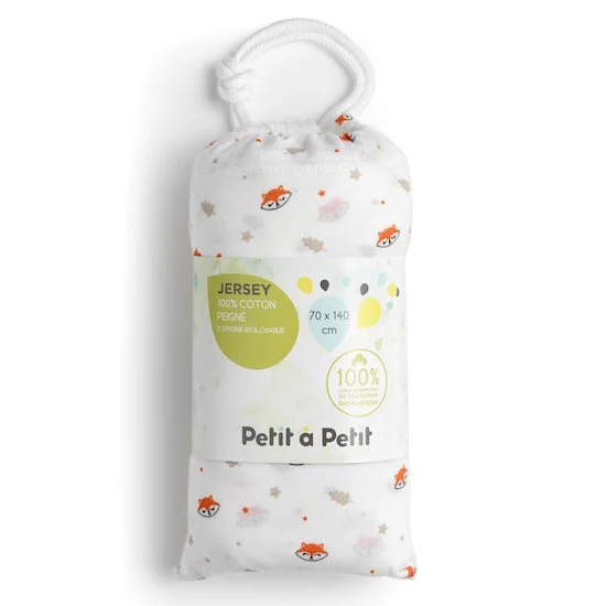 Drap housse en jersey bio   Renard        70 x 140 cm   de               Petit à petit