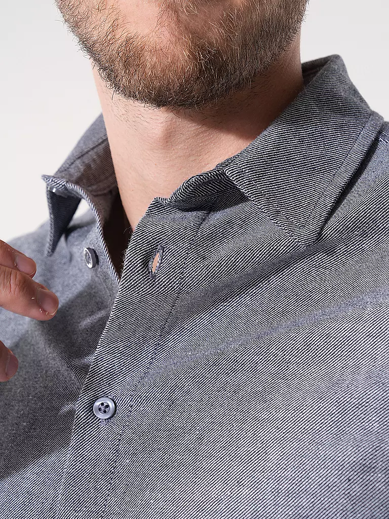 KNOWLEDGE COTTON APPAREL Flanellhemd Slim Fit grau