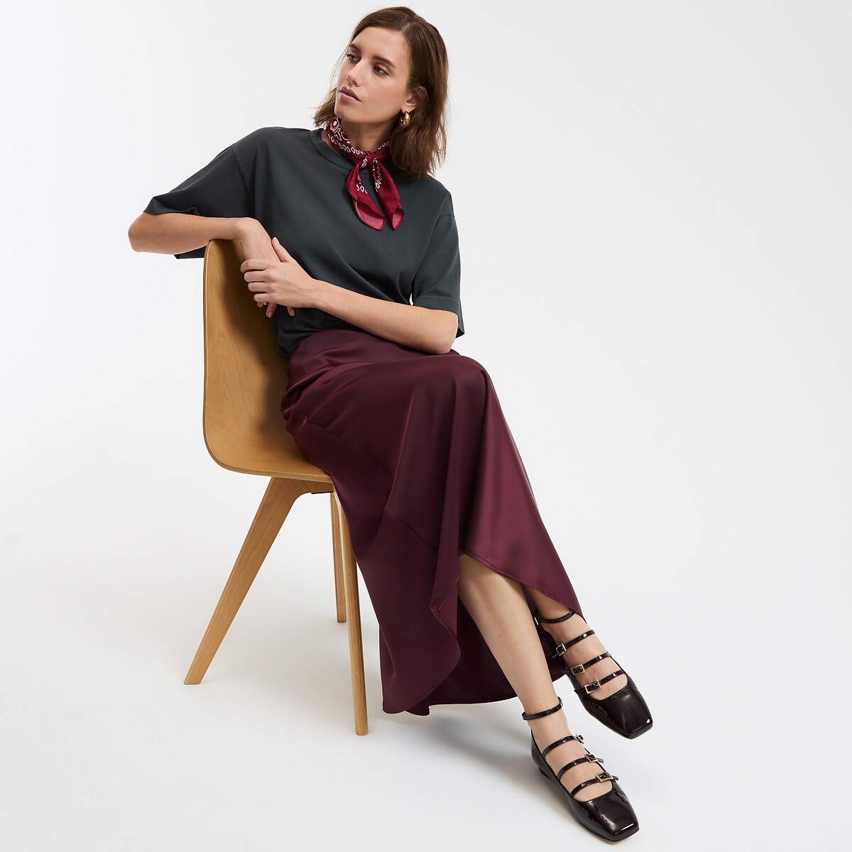COLEÇÃO LA REDOUTE<br>Camiseta folgada, gola redonda, mangas curtas