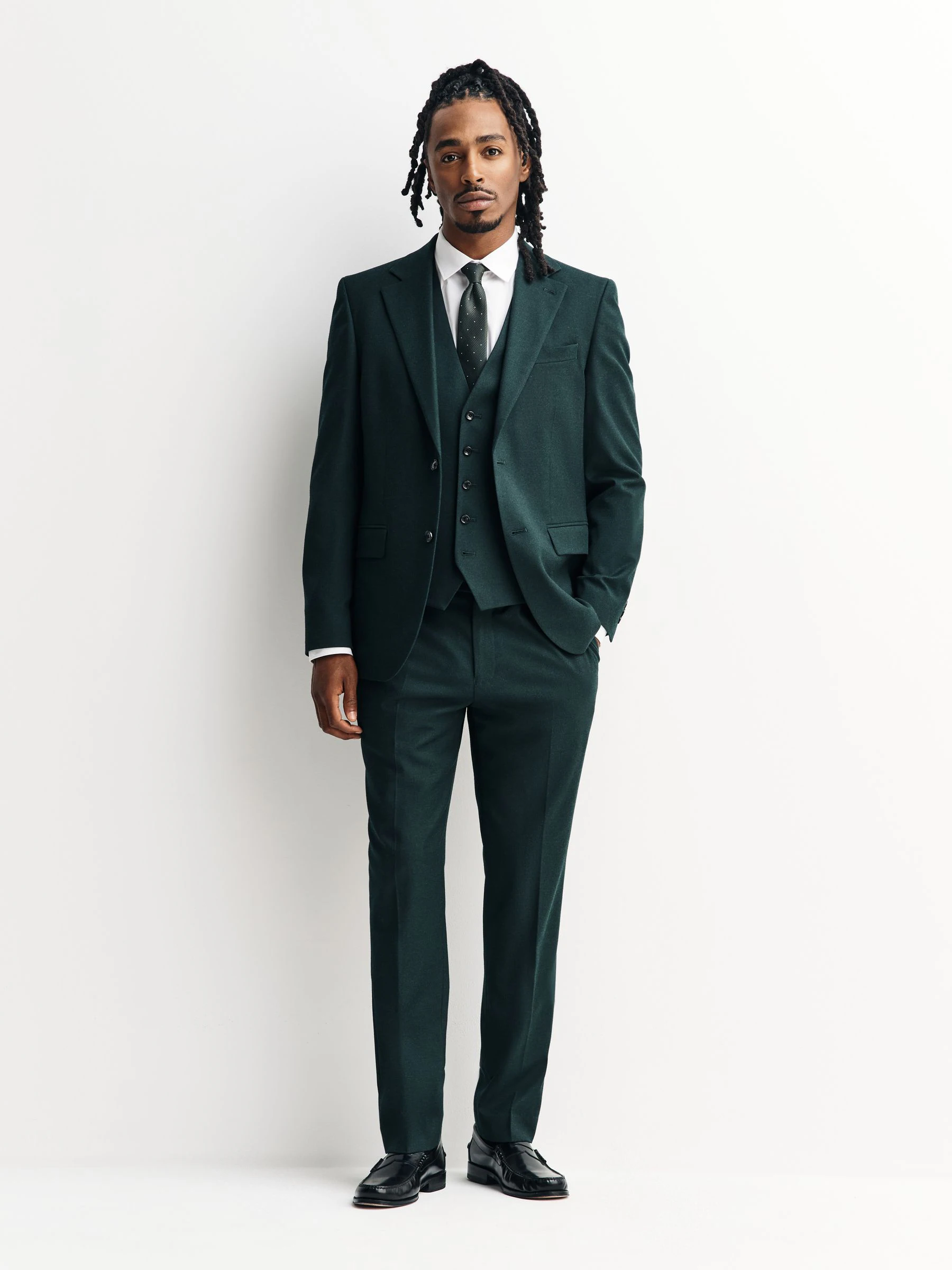 Groen - Slim-fit flanellen colbert