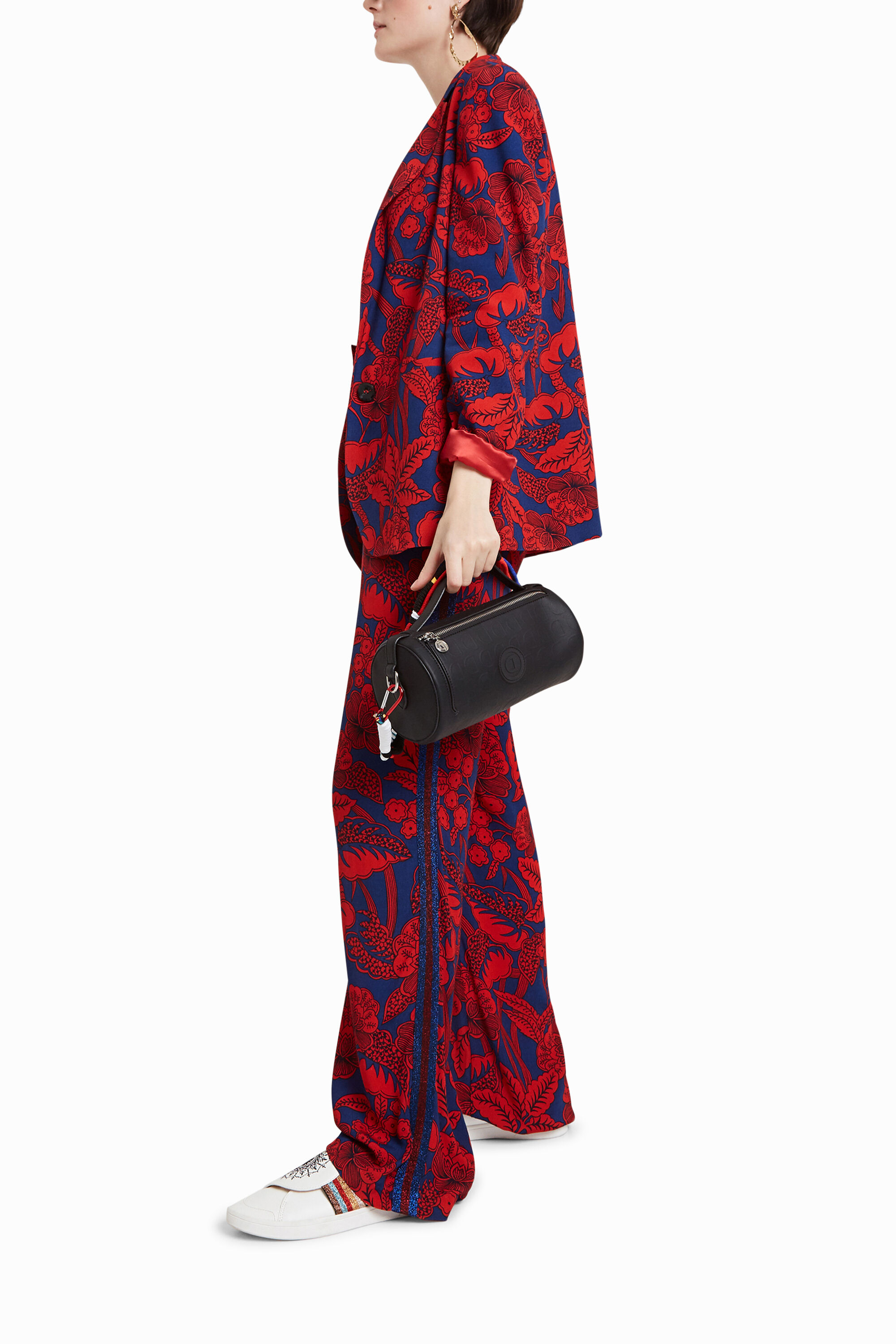 Veste de tailleur fleurie bordeaux