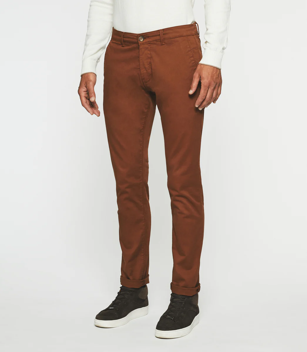 Pantalon chino slim brique VALOR