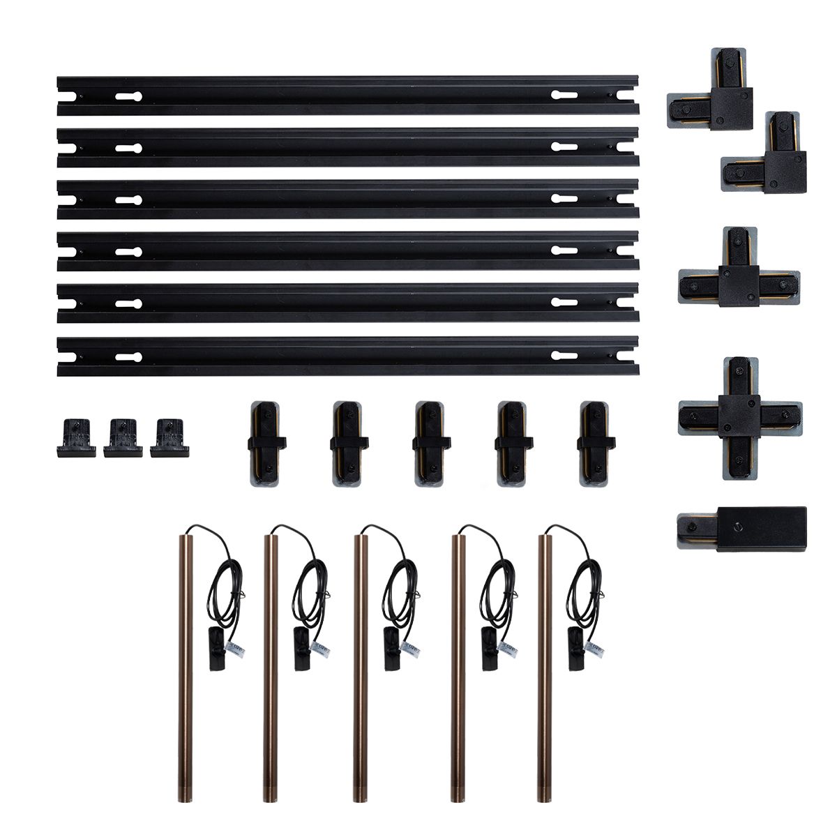 Modern railsysteem met 5 hanglampen donker brons 1-fase - Iconic Frini