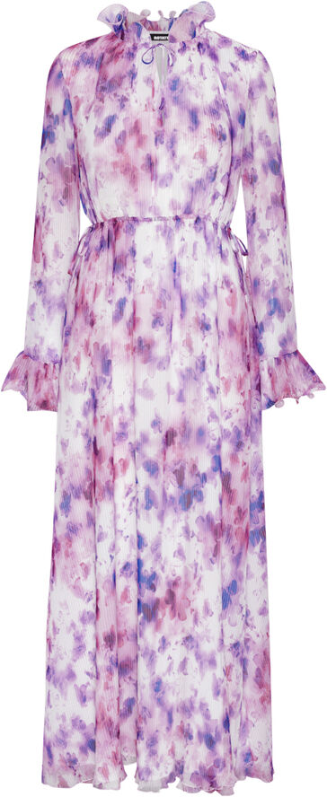 ROTATE Birger Christensen Chiffon Maxi Flowy Dress Optic buttercup   peach blossom comb.